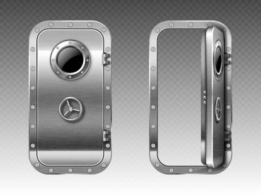 Pencereli, denizaltılı ya da sığınaklı metal kapı.