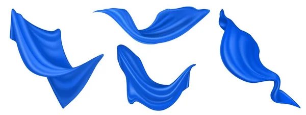 Vector realista volar tela de seda azul — Vector de stock