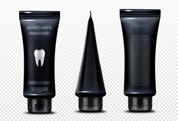 Vector de maqueta de tubo negro con pasta de dientes — Vector de stock