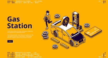 Benzin istasyonunun vektör iniş sayfası