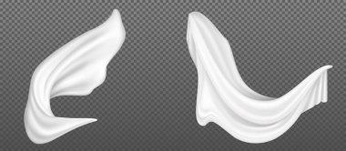 Vektör gerçekçi uçan beyaz ipek kumaş