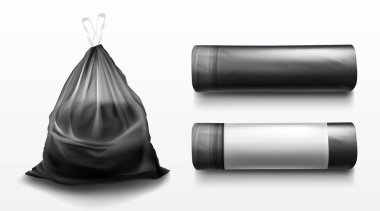 Çöp, çöp ve çöp için siyah plastik torba.