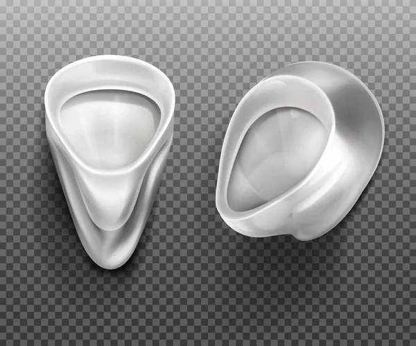 Keramische urinoir in mannelijk toilet voor-en zijaanzicht — Stockvector