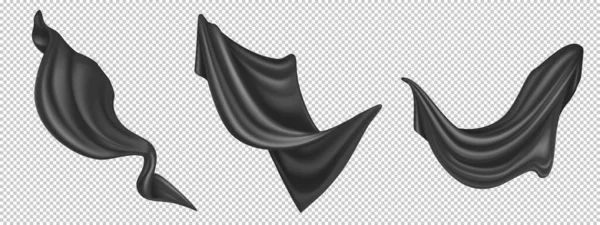 Vecteur réaliste volant tissu de soie noire — Image vectorielle