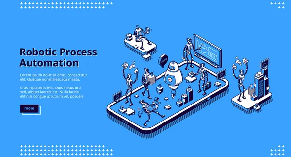 Página de aterrizaje de vectores de automatización de procesos robóticos — Vector de stock