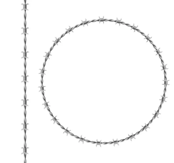 Cirkelframe en rand van stalen prikkeldraad — Stockvector