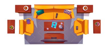 Oturma odasının iç manzarası. Daire tasarımı