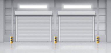 Kapalı kapıları olan bir depo.