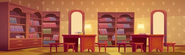 Интерьер библиотеки пустой зал для чтения книг — стоковый вектор