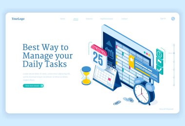 Vector banner of daily tasks management clipart
