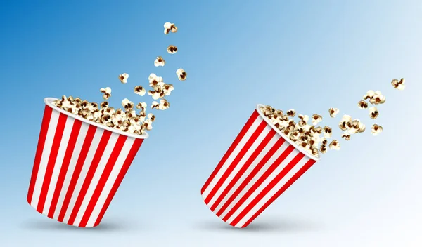 Pop corn flying out of carton striped package — Stockový vektor