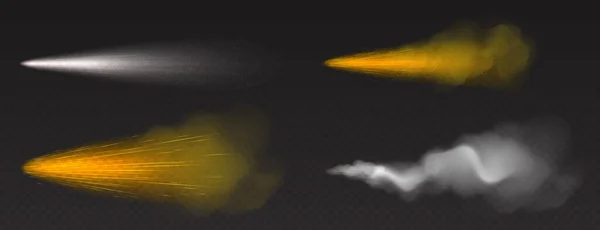 Pulvérisation de poussière, fumée blanche et dorée, poudre ou eau — Image vectorielle