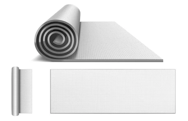 Esterilla de yoga, alfombra enrollada en blanco para pilates — Vector de stock