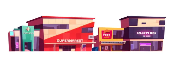 Store buildings, clothes shop, supermarket facades