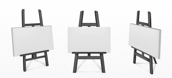Chevalet en bois vectoriel noir avec toile blanche — Image vectorielle