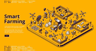 Robotlarla akıllı çiftçilik izometrik iniş sayfası