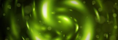 Yumuşak yeşil bokeh ile rüya gibi ateş böceği etkisi ve sihirli arka plan için bulanık ışık çemberleri. Fantezi sahneleri için ışık saçan parlak küreler, floresan ışıltılı dijital sanat.