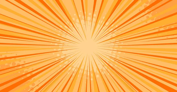 Anime çizgi romanı, manga panelleri için turuncu radyal ışınları ve parıltıları olan bg 'yi patlattı. Merkezden gelen hız çizgileriyle parlak bir güneş patlaması deseni. Hareket sahneleri veya süper kahraman çizimleri için dinamik patlama etkisi.