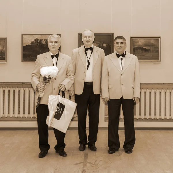 Moskova, Rusya - Ekim, 2018 yaklaşık: Saratov dan performans Retro Caz Orkestrası. Konser öncesi zaman. Mimar, iç Merkezi ev.