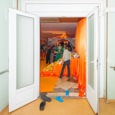 Moskova, Rusya - Eylül, 2018 yaklaşık: Mutlu Ganesh Festivali. Katılımcılar neşeli bir tatil. Sürülen street, 19a ev. Open olayı. Ücretsiz giriş Event:. Yaş durumu olay: 0+.