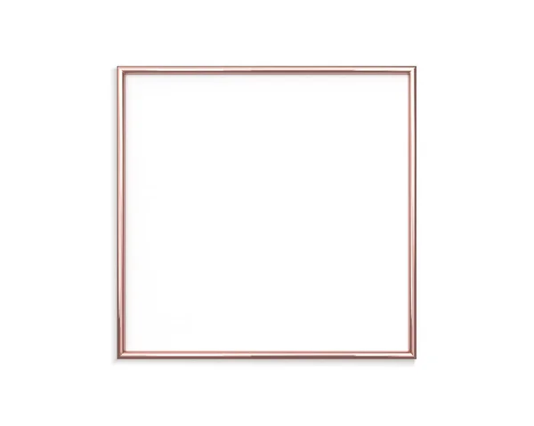 Rose gouden frame mockup op een witte achtergrond. 1x1 vierkante 3D-rend — Stockfoto