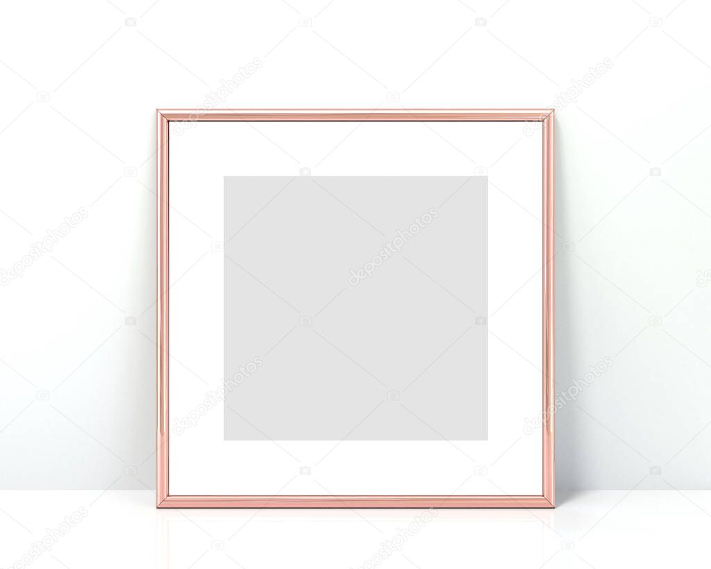 Rose gold frame mockup on a white background. 1x1 square Vertika