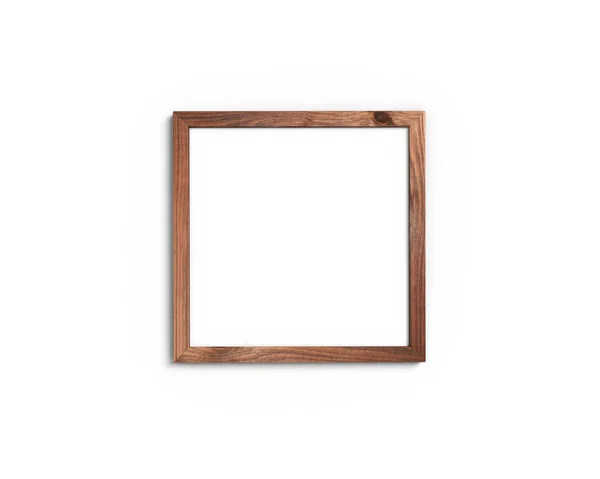 Vecchia cornice in legno modello 1x1 quadrato su sfondo bianco. Ren 3D — Foto Stock