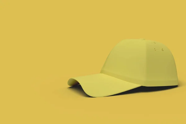 Yellow baseball hat on a yellow background abstract image. Minim — Stock fotografie