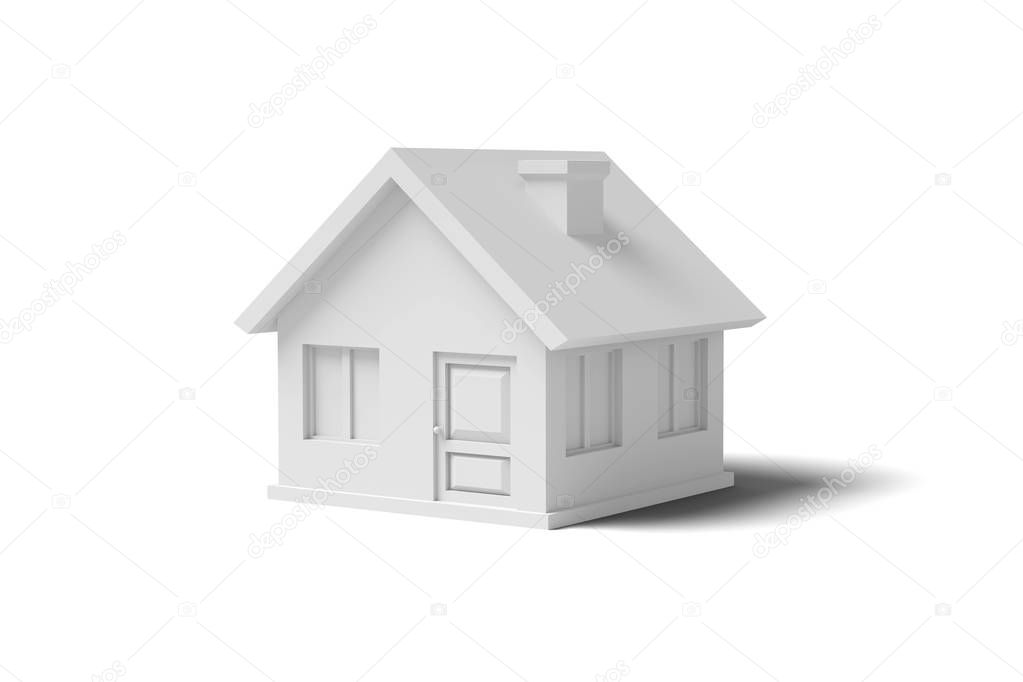 White empty house on a yellow background abstract image. Minimal