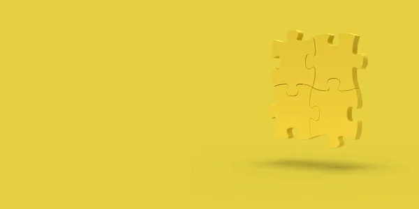Rompecabezas amarillo sobre un fondo amarillo. Imagen abstracta. Mínimo co — Foto de Stock