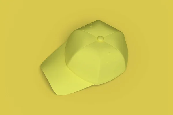 Yellow baseball hat on a yellow background abstract image. Minim — ストック写真