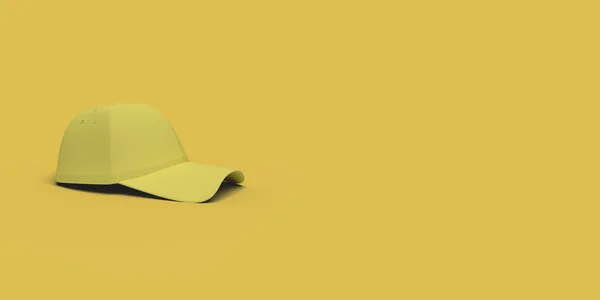 Chapéu de beisebol amarelo sobre uma imagem abstrata de fundo amarelo. Minim — Fotografia de Stock