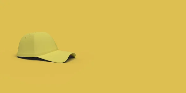 Yellow baseball hat on a yellow background abstract image. Minim — Φωτογραφία Αρχείου