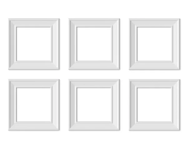 Set 6 1x1 Cuadrado cuadro marco maqueta. Papel realista, madera o — Foto de Stock