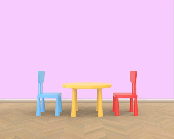 Минималистский интерьер детского цветного стола — стоковое фото
