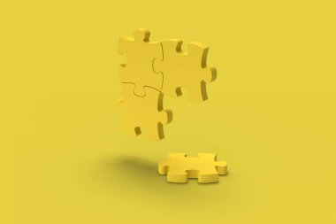 Sarı arka planda sarı yapboz. Soyut görüntü. Asgari eş