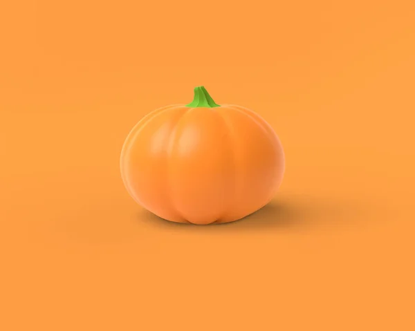 Abóbora laranja em um fundo laranja. Renderização 3D . — Fotografia de Stock