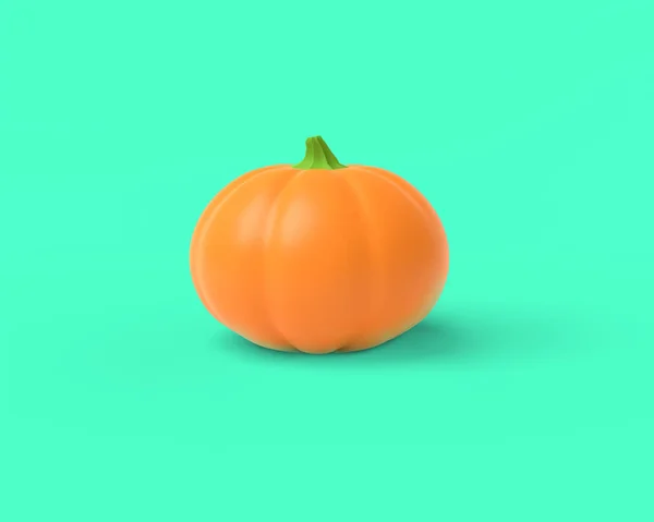 Abóbora laranja em um fundo azul. Renderização 3D . — Fotografia de Stock