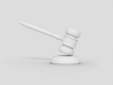 Çizgi film hakimi 'nin tokmak. Renk arka plan üzerinde çizim. 3B işleme.