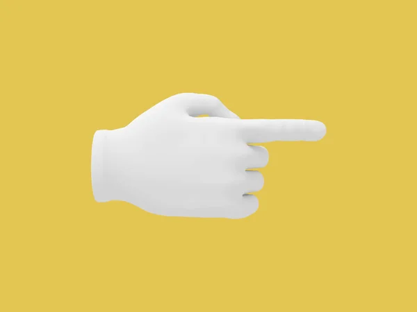 Cartoon hand with index finger.. Illustration on yellow color background. 3D-rendering. — Stock Photo, Image