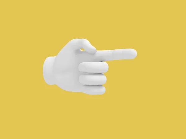 Cartoon-Hand mit Zeigefinger.. Illustration auf gelbem Hintergrund. 3D-Rendering. — Stockfoto