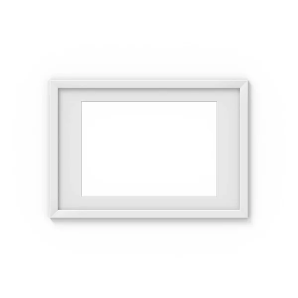 Horizontal A4 quadro simples branco com uma borda. Mockup para fotografia. Renderização 3D — Fotografia de Stock