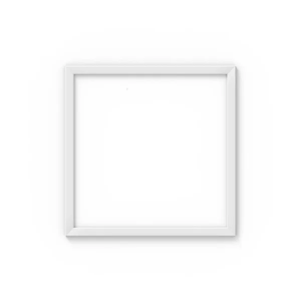 Quadrado quadro simples branco. Mockup para fotografia. Renderização 3D — Fotografia de Stock