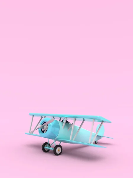 Toy vintage aircraft. Illustration with empty place for text. Vertical orientation. 3D rendering — Stock Photo, Image