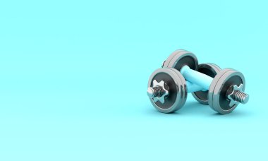 İki parlak demir izole halter. 3d render