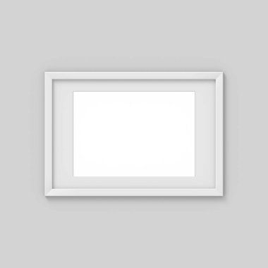 Yatay A4 beyaz basit resim çerçevesi kenarlıklı. Fotoğraf için mockup. 3d render