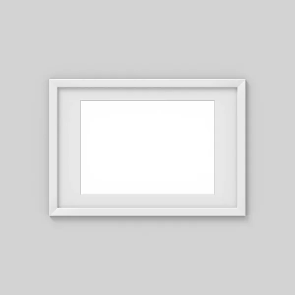Horizontal A4 white simple picture frame with a border. Mockup for photography. 3D rendering — Stock Photo, Image