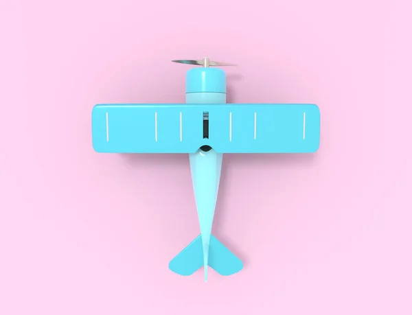 Toy vintage aircraft. Illustration with empty place for text. 3D rendering