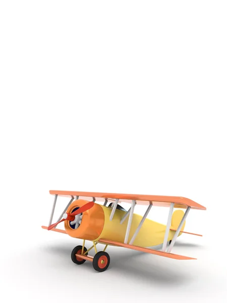 Toy vintage aircraft. Illustration with empty place for text. 3D rendering — Stock Photo, Image