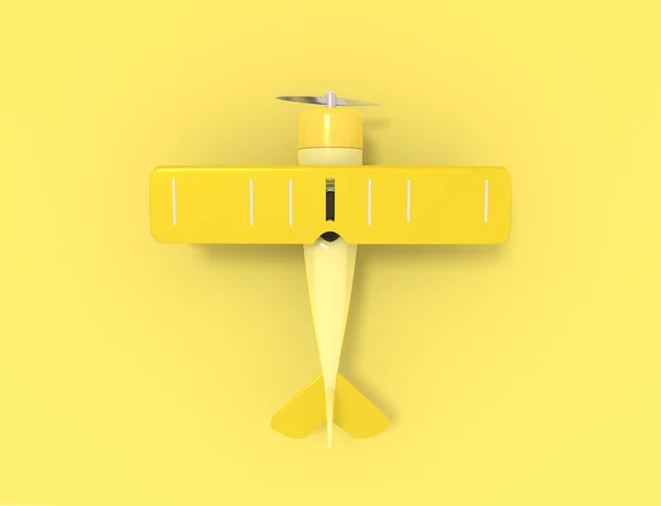 Toy vintage aircraft. Illustration with empty place for text. 3D rendering